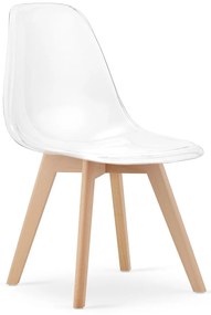 Transparentná stolička KITO s bukovými nohami