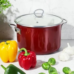 Smaltovaný hrniec s pokrievkou OPTIMUM 2,6 l bordový