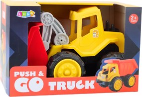 LEAN Toys Detské stavebné vozidlo s bagrom na piesok žlté