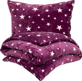 4Home Obliečky mikroflanel Stars violet, 140 x 200 cm, 70 x 90 cm