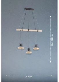 Fischer & Honsel 60798 - Luster na lanku STRAW 3xE27/40W/230V