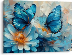 Obraz - Modrí motýle (70x50 cm)