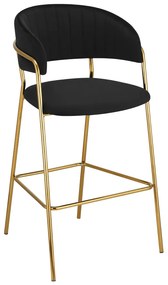 Dizajnová barová stolička, čierna Velvet látka/gold chróm zlatý, DASMIN TYP 2