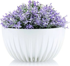 PLASTOVÝ KVETINÁČ STRIPPED ECO SADA 2KS 16X30 CM+15X24 CM BIELA