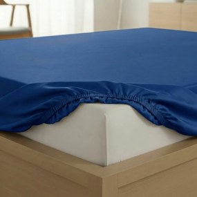 Kvalitex Saténové prestieradlo s gumou tmavomodrá, 180 x 200 cm