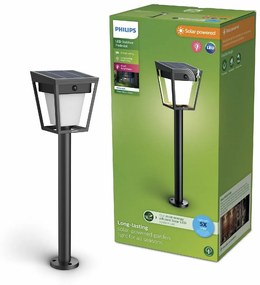 Philips Nissa UltraEfficient Solar LED stĺpik,senzor, čierny, 1,8 W, 250/25 lm, 3000 K
