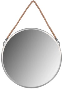 Strieborné okrúhle zrkadlo na lane