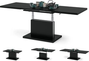 ASTON černý mat, rozkládací, zvedací konferenční stůl, stolek