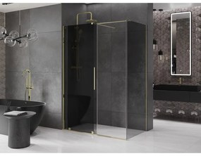 Mexen Velar, sprchový kút s posuvnými dverami 160 x 70 cm, 8mm šedé sklo, zlatá lesklá, 871-160-070-41-50