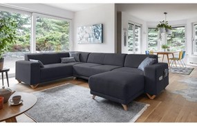 Antracitová rozkladacia/s úložným priestorom rohová pohovka (ľavý roh/do tvaru "U") Classy Sophie – Miuform