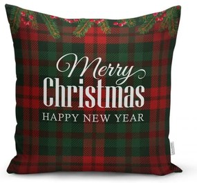 Súprava 4 vianočných obliečok na vankúš a behúň na stôl Minimalist Cushion Covers Tartan Christmas