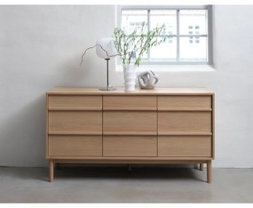 Nízka komoda v dekore duba v prírodnej farbe 75x140 cm Ponza – Unique Furniture