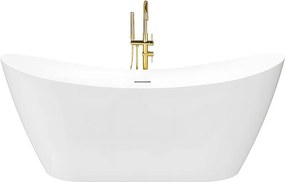Voľne stojaca akrylátová vaňa REA FERRANO SLIM 170x80 cm biela, sifón Click-Clack - čierny