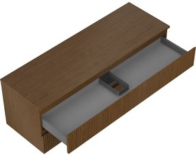 Mexen Rivel, kúpeľňová skrinka pod umývadlo 140 cm s hornou doskou, 2 zásuvky, drážkovaná, orech, 91A20-14047-2-BFFC86