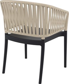 PORTOFINO záhradná stolička s podrúčkami black/taupe