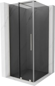 Mexen Velar, sprchový kút s posuvnými dverami 100 x 100 cm, 8mm šedé sklo, brúsená oceľ, 871-100-100-41-97