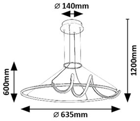 Rabalux 72022 - LED Stm. luster na lanku MENAZI LED/46W/230V 3000-6500K + DO