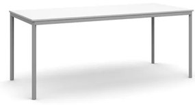 Jedálenský stôl, 1800 x 800 mm, doska biela, podnož sv. sivá