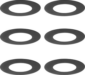 Sada 6 čiernych dištančných krúžkov pre zapustené bodové svetlá 7,5 - 13 cm - Spacer