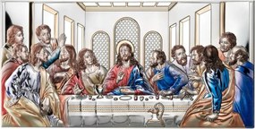 Posledná večera – moderný strieborný farebný obraz Veľkosť: 92x45 cm