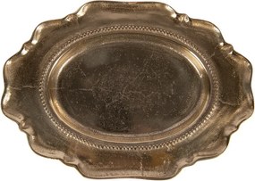 Zlatá antik dekoračná oválna miska podnos Raw Gold - 31*22*3 cm