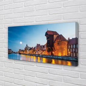 Obraz na plátne Rieka noc Gdańsk Staré Mesto 125x50 cm