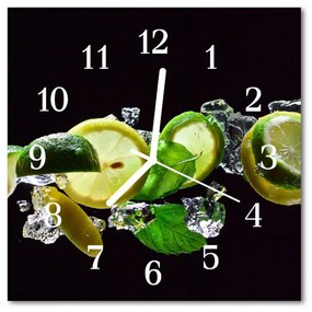 Nástenné sklenené hodiny Lemonová limetkou 30x30 cm