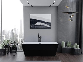 Mexen Lita, voľne stojaca vaňa 170 x 75 cm, biela-čierna, čierny matný prepad, 52121707575-70