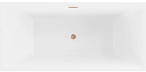 Mexen Nita, voľne stojaca vaňa 170 x 80 cm, biela-čierna, medený prepad, 52091708075-65
