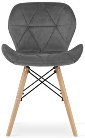 Set 4 zamatových kresiel LAGO - šedé