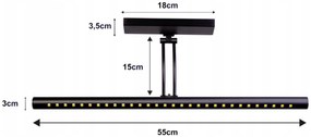 BERGE Nástenné svietidlo LED do kúpeľne - 55 cm - 7W čierne