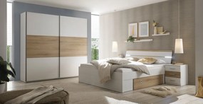 Posteľ s nočnými stolíkmi Kiara 180x200 cm, biela/dub baysen