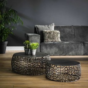 Konferenčný stôl 34-85 Maze Ø75 a Ø55cm 2-set Čierny Nikel  - Komfort-nábytok