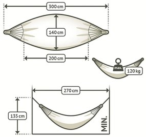 La Siesta Hojdacia sieť MODESTA SINGLE STRIPES - lagoon, 100 % organická bavlna