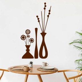 Veselá Stena Samolepka Kvety vo váze Farba: hnědá, Veľkosť: 80 x 43 cm