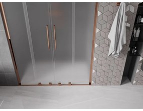Mexen Velar L Duo, posuvné sprchové dvere do otvoru 140 cm, 8mm sklo námraza, ružové zlato, 871-140-003-32-60