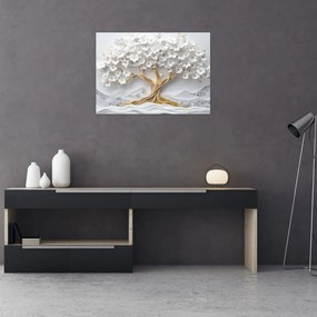 Obraz – 3D elegantný strom života plný kvetov (70x50 cm)