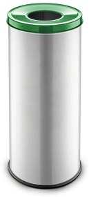 Kovový kôš na triedený odpad 45 L strieborný, sklo