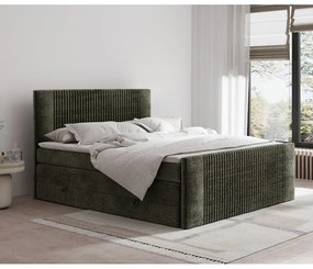 Tmavozelená boxspring posteľ s úložným priestorom 200x200 cm Bergamo – Maison de Rêve