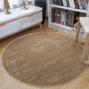 Béžový okrúhly koberec do každej izby Šírka: 160 cm | Dĺžka: 160 cm