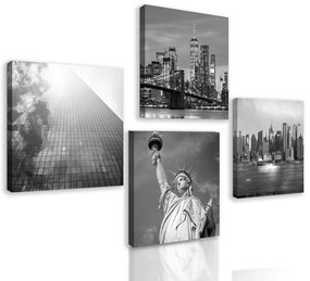 Set obrazov pohľad na New York v čiernobielom prevedení
