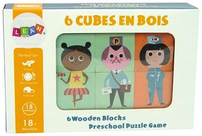 Lean Toys Drevené kocky Puzzle – 6 ks.