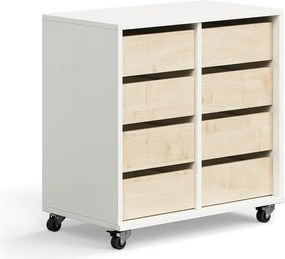 Študentská úložná skrinka CASPER, 8 zásuviek, biela, breza