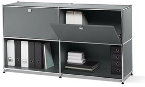 Kovová odkladacia skrinka »CN3« s nastaviteľnými výklopnými priehradkami, sivá