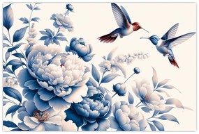 Obraz - Kolibríky nad kvetinou (90x60 cm)