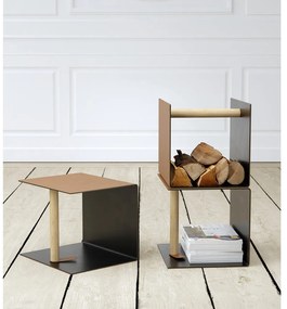 Čierny/v prírodnej farbe dekoratívny kovový/z eko kože úložný box 32x38x31 cm Bull – LIND DNA