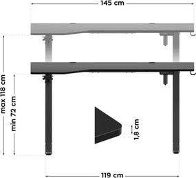 Elektrický výškovo nastaviteľný stôl Hero 9.1 čierny