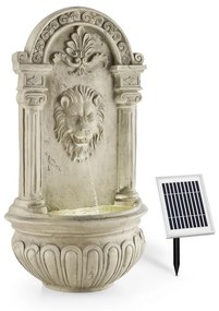 Blumfeldt Löwenstein, nástenná fontána, záhradná, solárny panel, 2 W, LED, polyresín, vzhľad kameňa