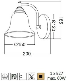 ACA DECOR Nástenné svietidlo MOBY max. 60W/E27/230V/IP20
