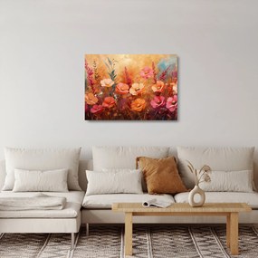 Sklenený obraz - Lúčne kvety, maľba (70x50 cm)